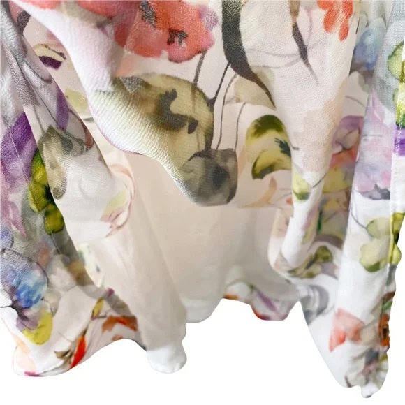 Anthropologie Love Sam Floral Cold Shoulder Flutter Sleeve Blouse Medium - Picture 7 of 12